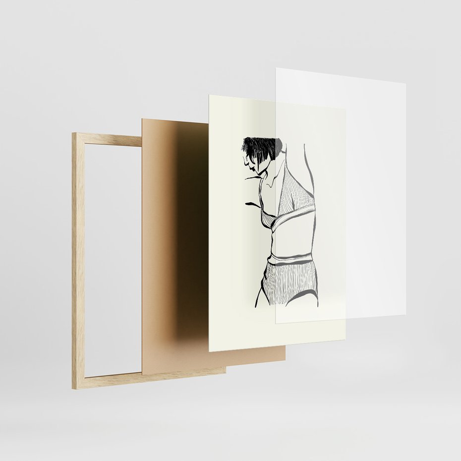 Zestaw obrazy w ramie 30x40 galeria - Kobiece, plakaty, bielizna, garderoba - rama drewno