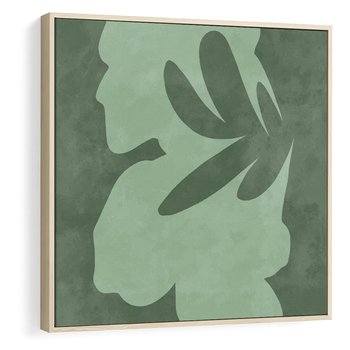 Obraz w ramie 80x80 - Kształty Zieleni - abstrakcyjny kształt, zielony plakat - rama drewno