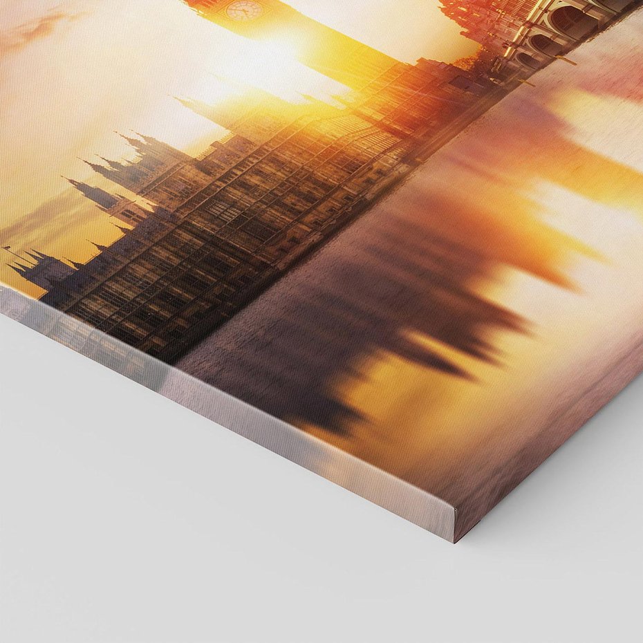 Obraz na płótnie 70x50 - Zachód słońca nad Big Benem i mostem - zachód, słońca