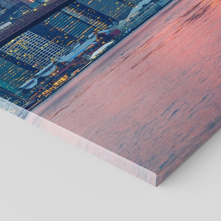 Obraz na płótnie 50x70 - Zachód słońca na moście w Nowym Jorku - zachód, słońca