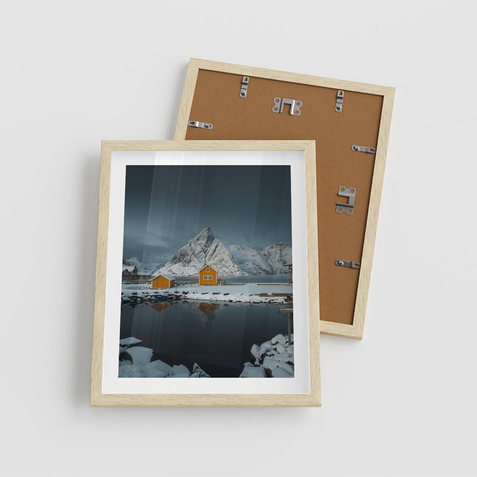 Plakat w ramie 40x50 - Minimalizm i Urok Natury - skandynawskie, domki - rama drewno