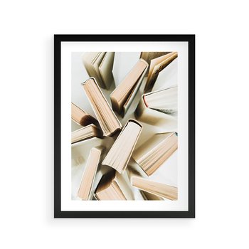 Plakat w ramie 40x50 - Odcienie Wiedzy - książki, ujęcie z góry - rama czarna