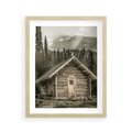 Plakat w ramie 40x50 - Urok Drewnianej Chatki w Górach - chatka w górach, drewniany domek - rama drewno