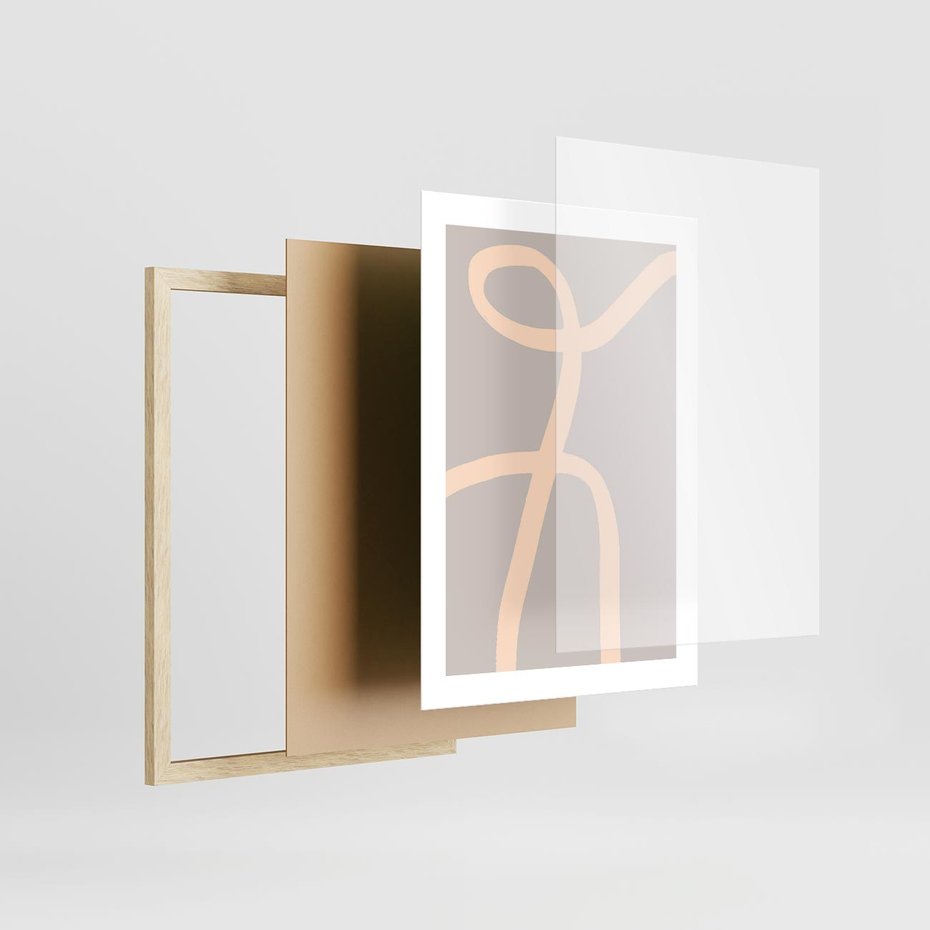 Plakat w ramie 30x40 - Beżowe Boho Zaplątanie - minimalistyczny obraz, nowoczesny - rama drewno