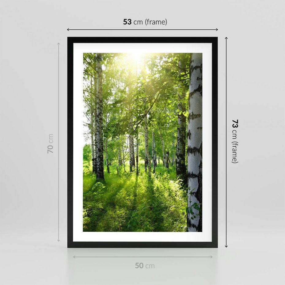 Plakat w ramie 50x70 - Lasowa Księżycowa Noc - las, drzewa - rama czarna