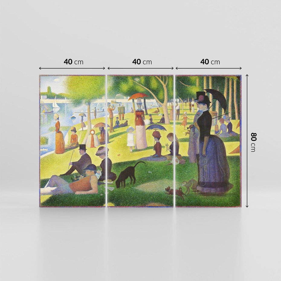 Obraz na płótnie 120x80 - "Niedziela na La Grande Jatte" (1884) Georges Seurat - Reprodukcja - reprodukcja, obraz na płótnie