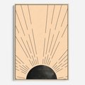 Obraz w ramie 80x120 - Migocące Kształty Promieni - boho czarne słońce, nowoczesna grafika - rama drewno