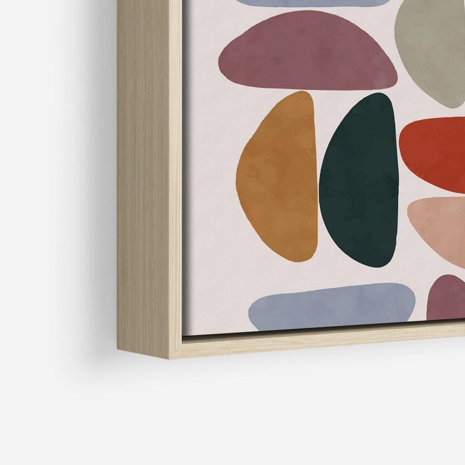 Obraz w ramie 80x80 - Kolorowe Echo Boho - abstrakcyjny obraz, geometryczna kompozycja - rama drewno