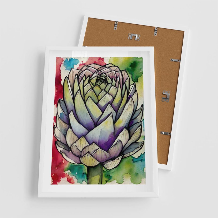 Plakat w ramie 50x70 - Zamknięte w Roślinie - abstrakcja, akwarela - rama biała