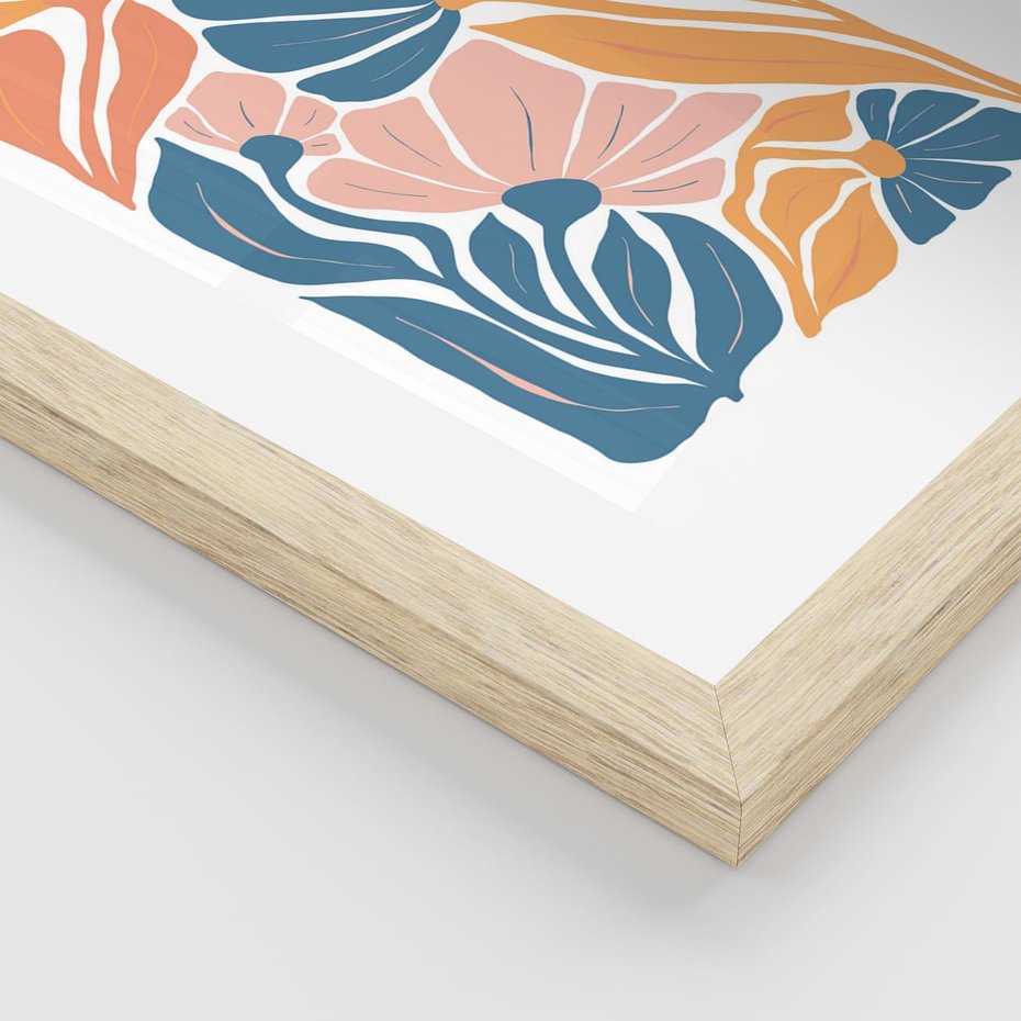 Plakat w ramie 40x50 - Wibracje Kolorowych Wiatrów - kwiaty, pastelowe kolory - rama drewno