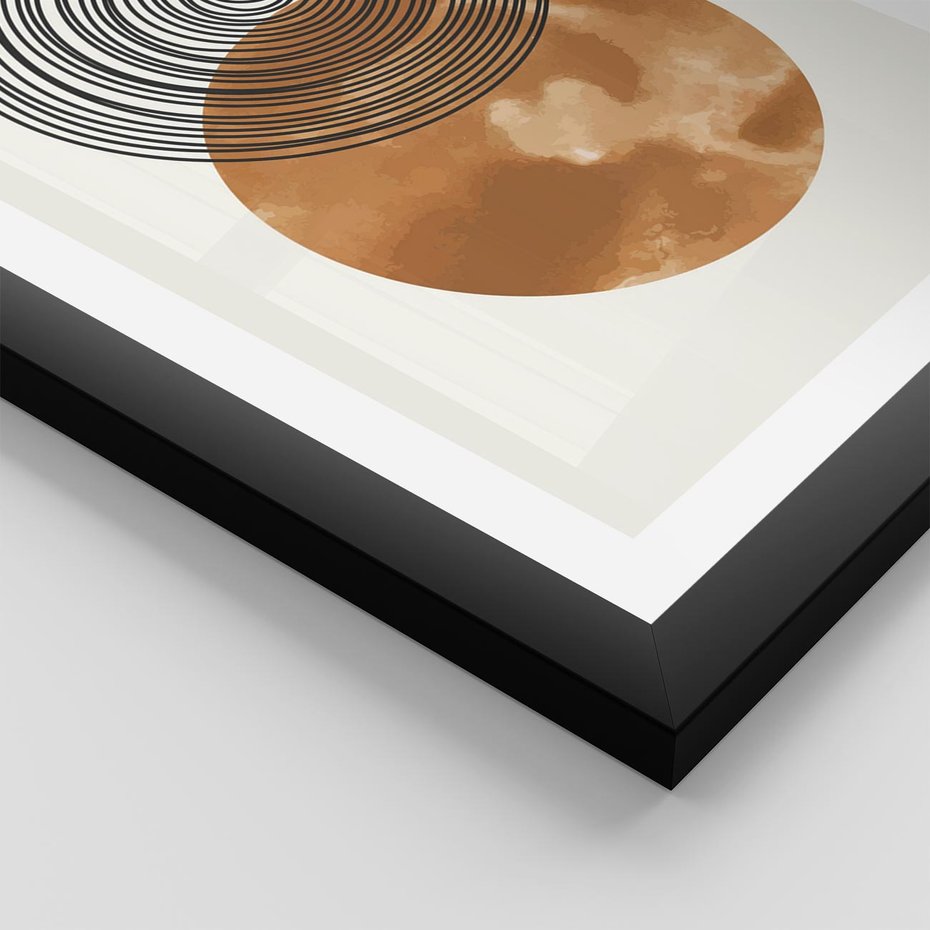 Plakat w ramie 50x70 - Taniec Okręgów - boho obraz, geometria - rama czarna