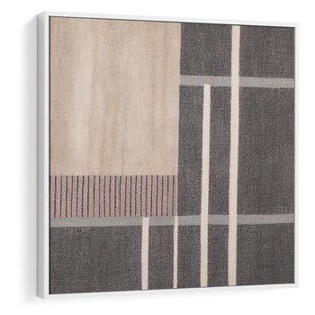 Obraz w ramie 80x80 - Harmonia skradzionych odcieni - symetryczne, geometryczne pasy - rama biała