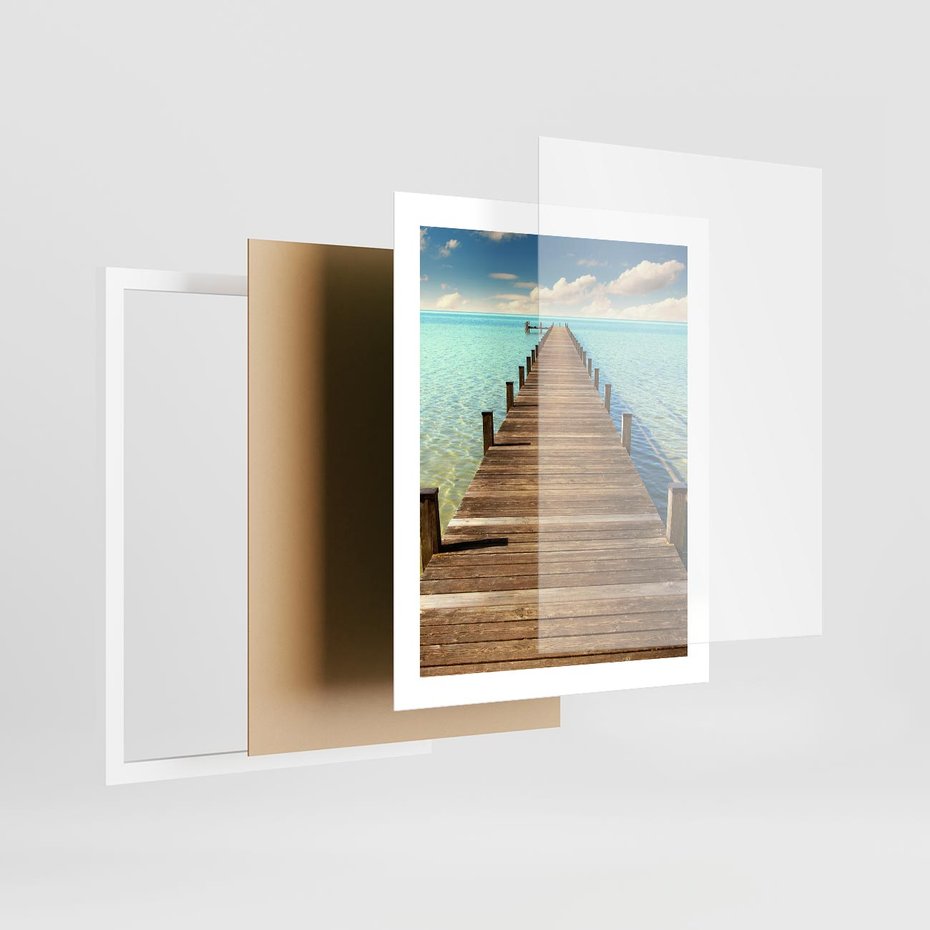 Plakat w ramie 40x50 - Pomost nad morską przestrzenią - pomost, morze - rama biała