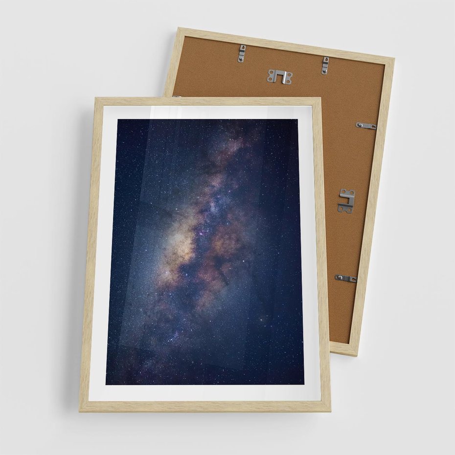 Plakat w ramie 50x70 - Wśród Gwiazd - rozgwieżdzone niebo, droga mleczna - rama drewno