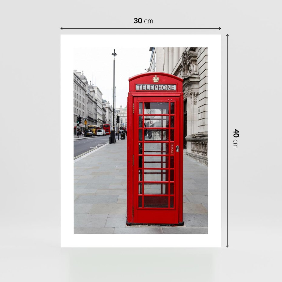Plakat bez ramy 30x40 - Londyńska budka w perspektywie - budka, Londyn