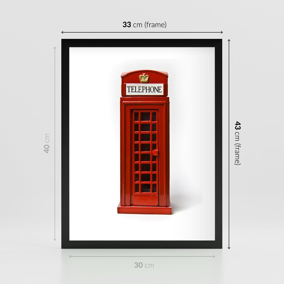Plakat w ramie 30x40 - Ikona Londynu - Londyn, budka - rama czarna
