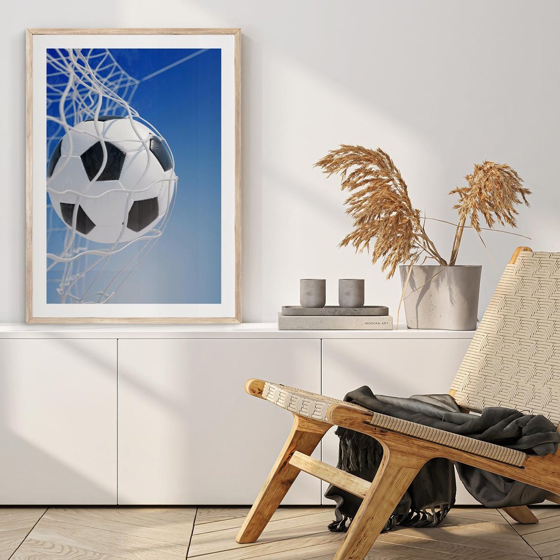 Plakat w ramie 50x70 - Pasja na Plaży - piłka, siatka - rama drewno