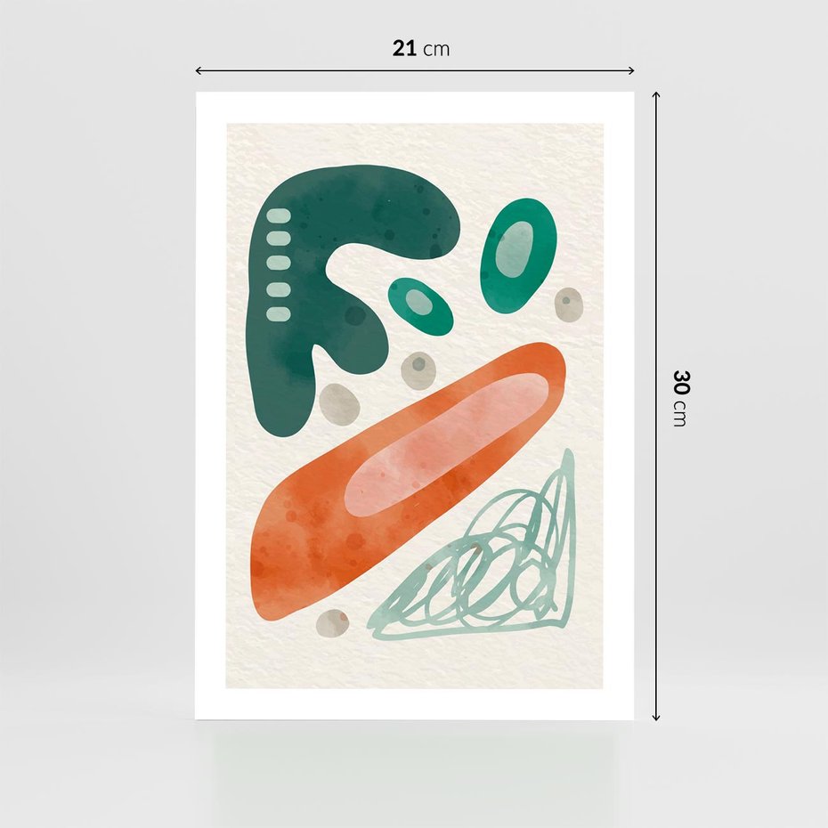 Plakat bez ramy 21x30 - Podróżne Wizje - abstrakcyjne plamy, zielony