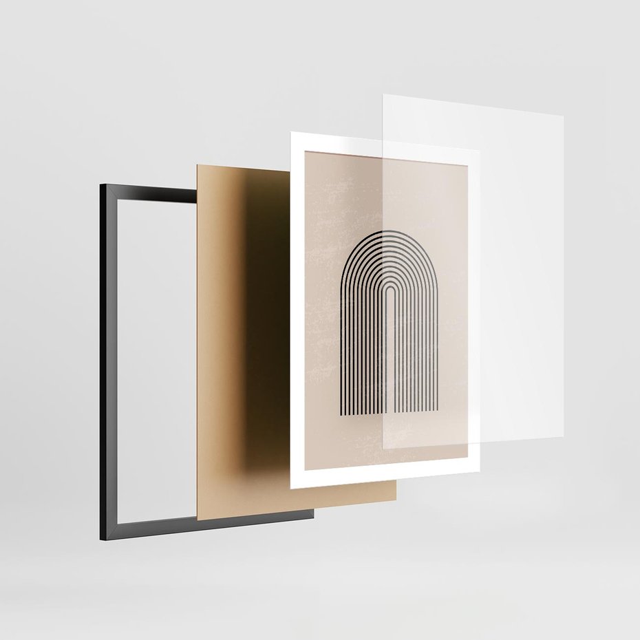 Plakat w ramie 50x70 - Migocące Echa - abstrakcyjne linie, geometria - rama czarna