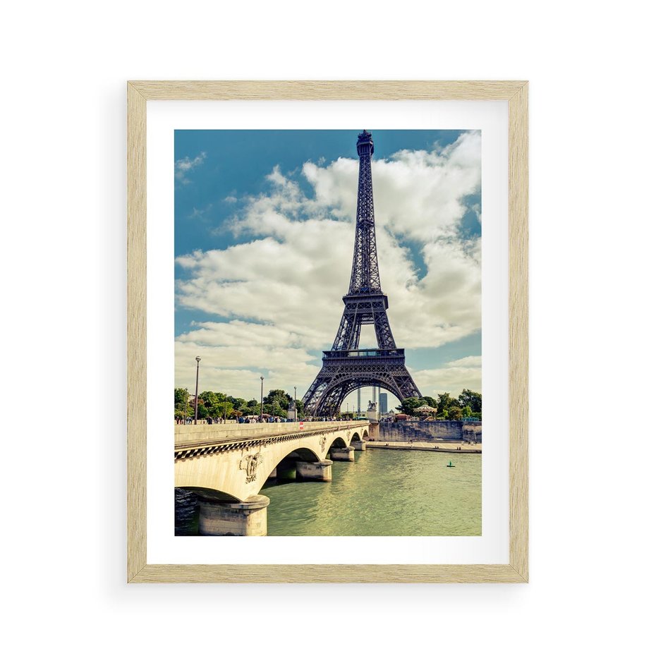 Plakat w ramie 40x50 - Wieża Eiffla - Ikona Paryża - wieża, Eiffla - rama drewno