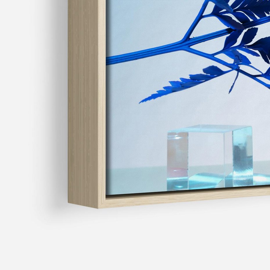 Obraz w ramie 70x50 - Intensywny Kolor Natury - liście, kobalt - rama drewno