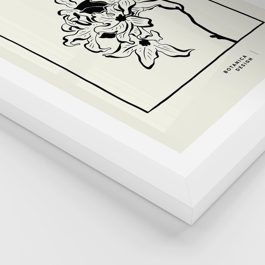 Plakat w ramie 30x40 - Kwiatowe przestrzenie - kwiat, grafika - rama biała