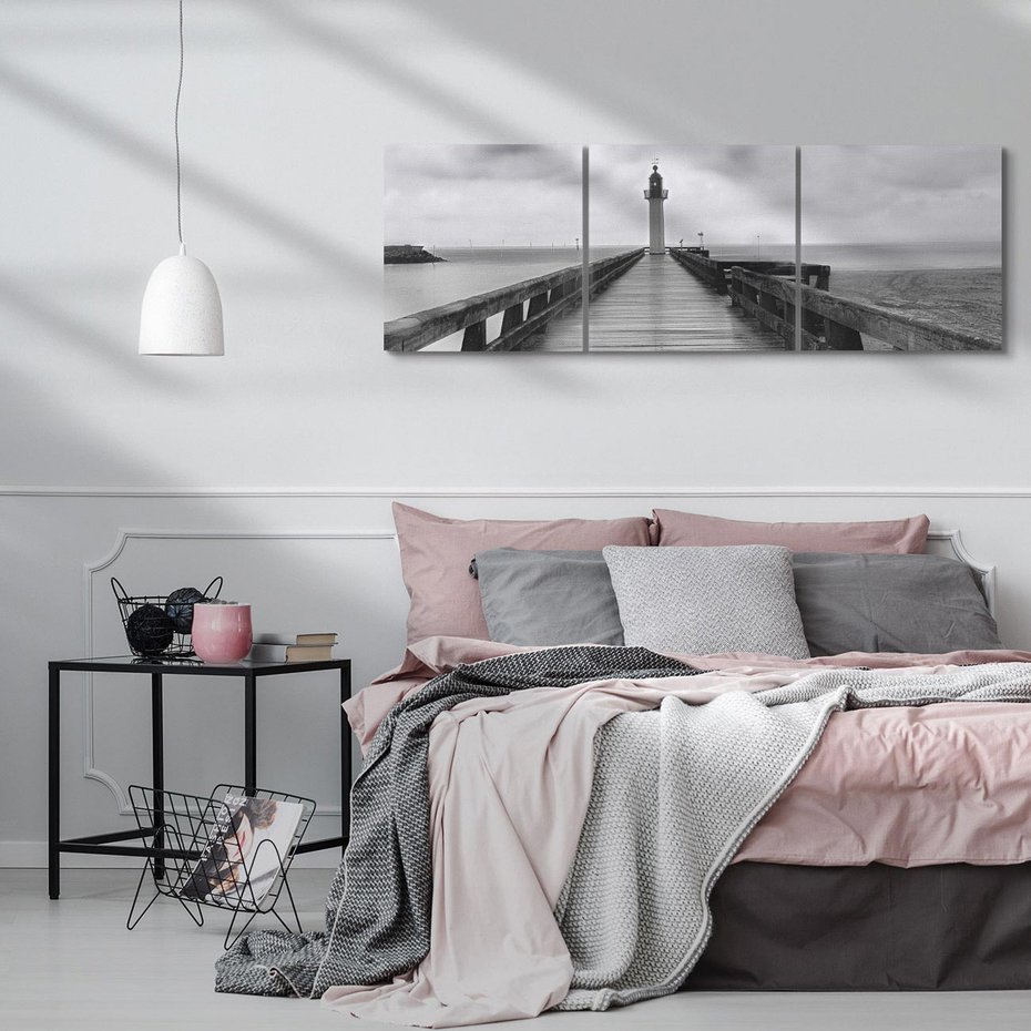 Obraz na płótnie 150x50 - Romantyczny pomost z latarnią - pomost, latarnia