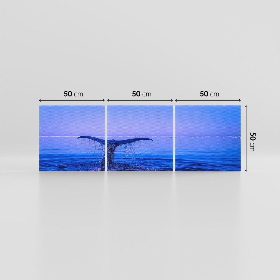 Obraz na płótnie 150x50 - Morze, fale i skały - wieloryb, morze