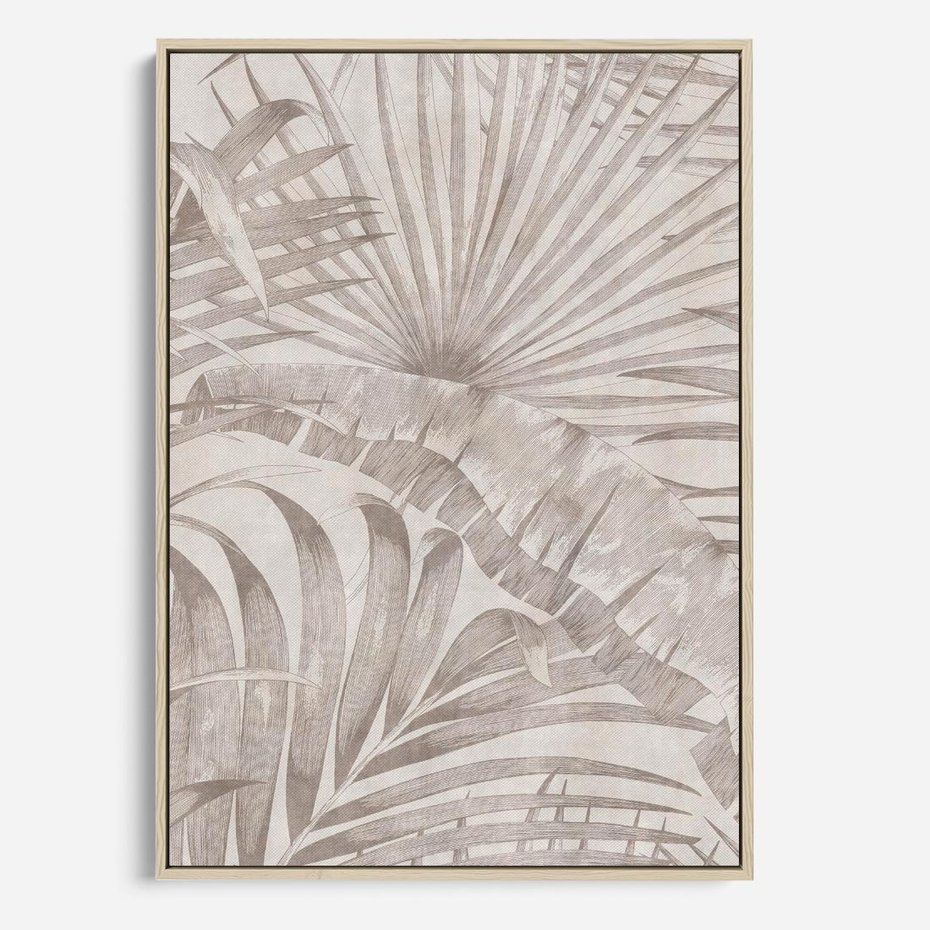 Obraz w ramie 50x70 - Odsłonięte liściowe wspomnienia - monochromatyczne, kolory sepii - rama drewno