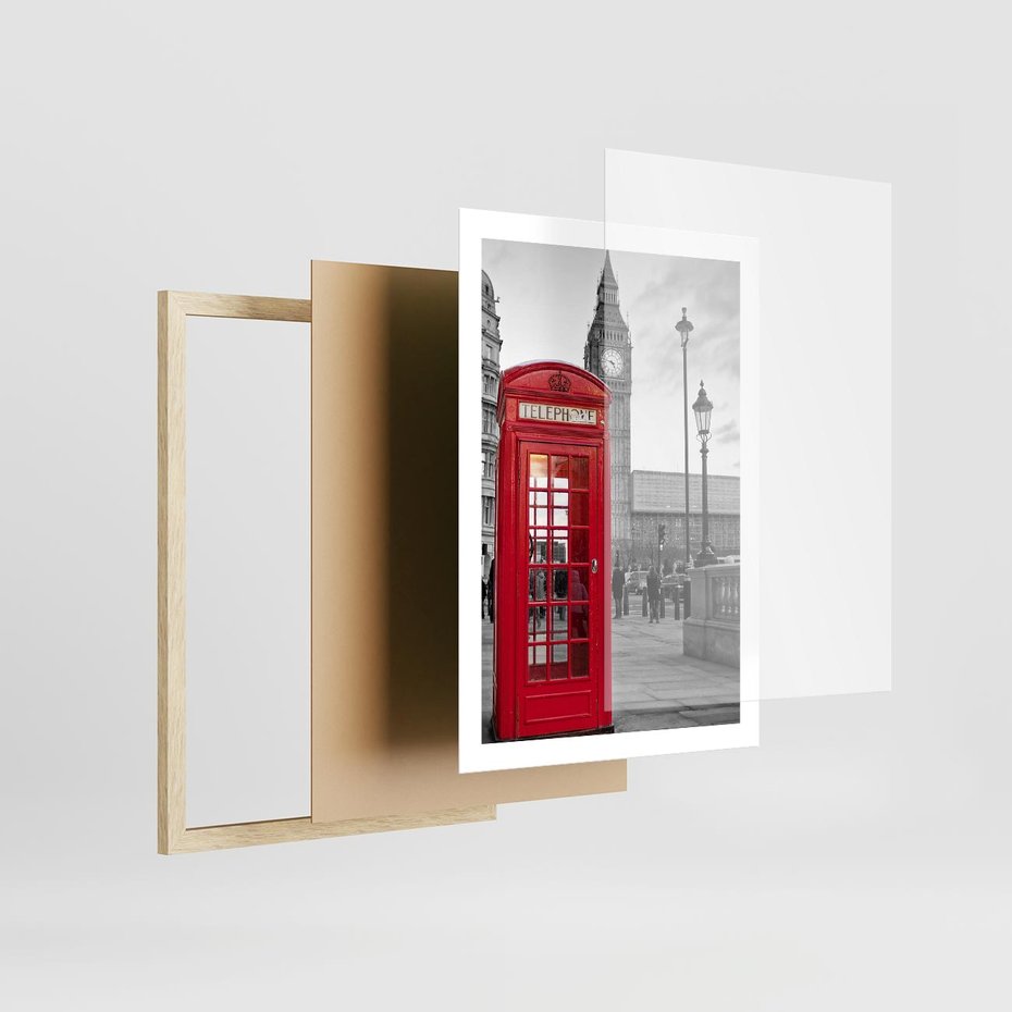 Plakat w ramie 50x70 - Budka w Londynie - Londyn, budka - rama drewno