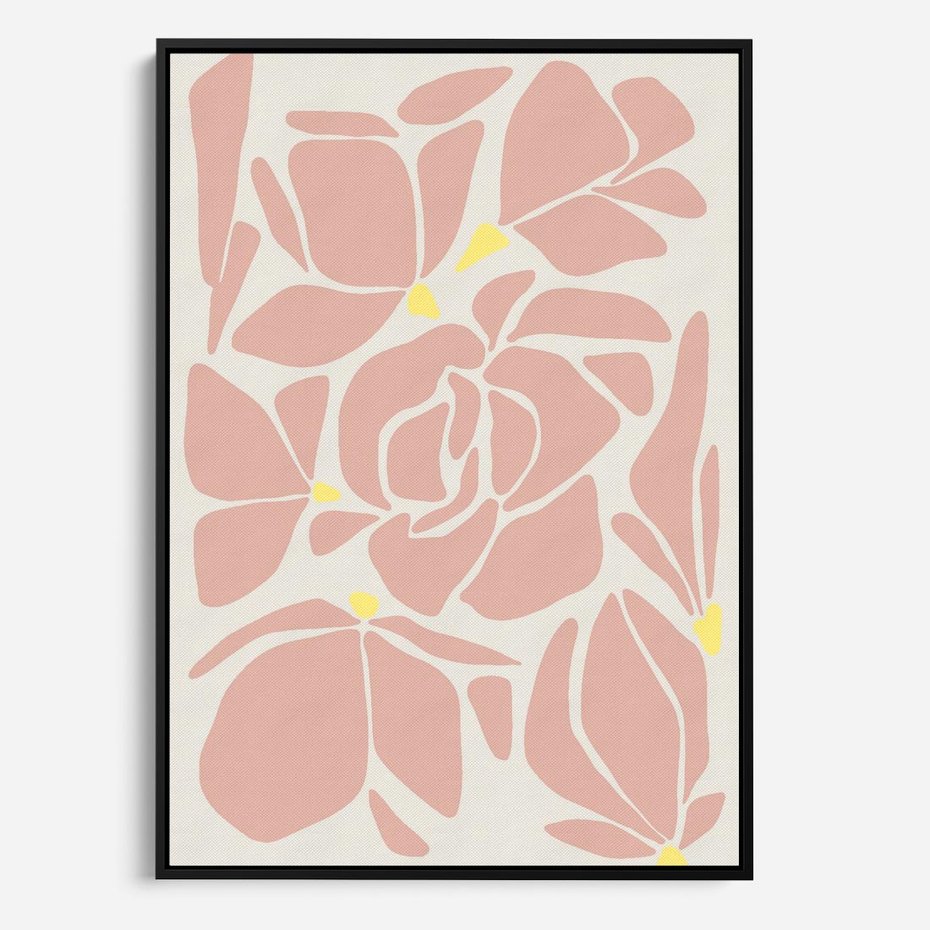 Obraz w ramie 70x100 - Rozplątane Akwarelowe Formy - abstrakcyjne boho kwiaty, kompozycja - rama czarna