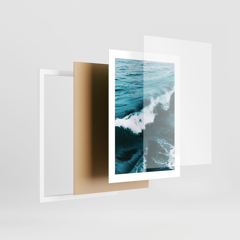 Plakat w ramie 30x40 - Wibracje Oceanu - turkusowy ocean, fale - rama biała