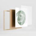 Plakat w ramie 40x50 - Zielony Świat Odpoczynku - abstrakcyjny zielony motyw, skandynawski design - rama drewno