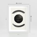 Plakat w ramie 30x40 - Bezczasowe Echo - abstrakcyjne plamy okręgi, akwarelowe - rama biała