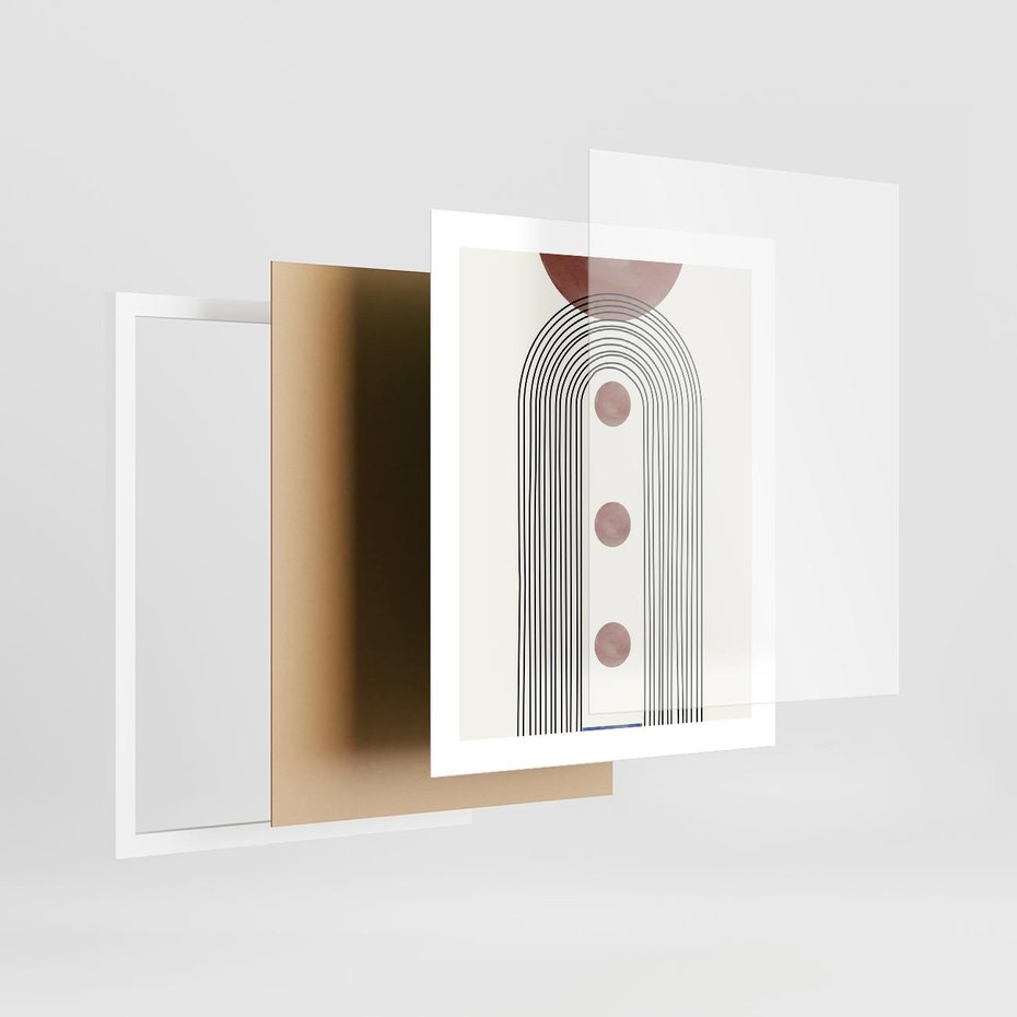 Plakat w ramie 40x50 - Symfonia Kształtów - nowoczesny plakat, styl midcentury - rama biała