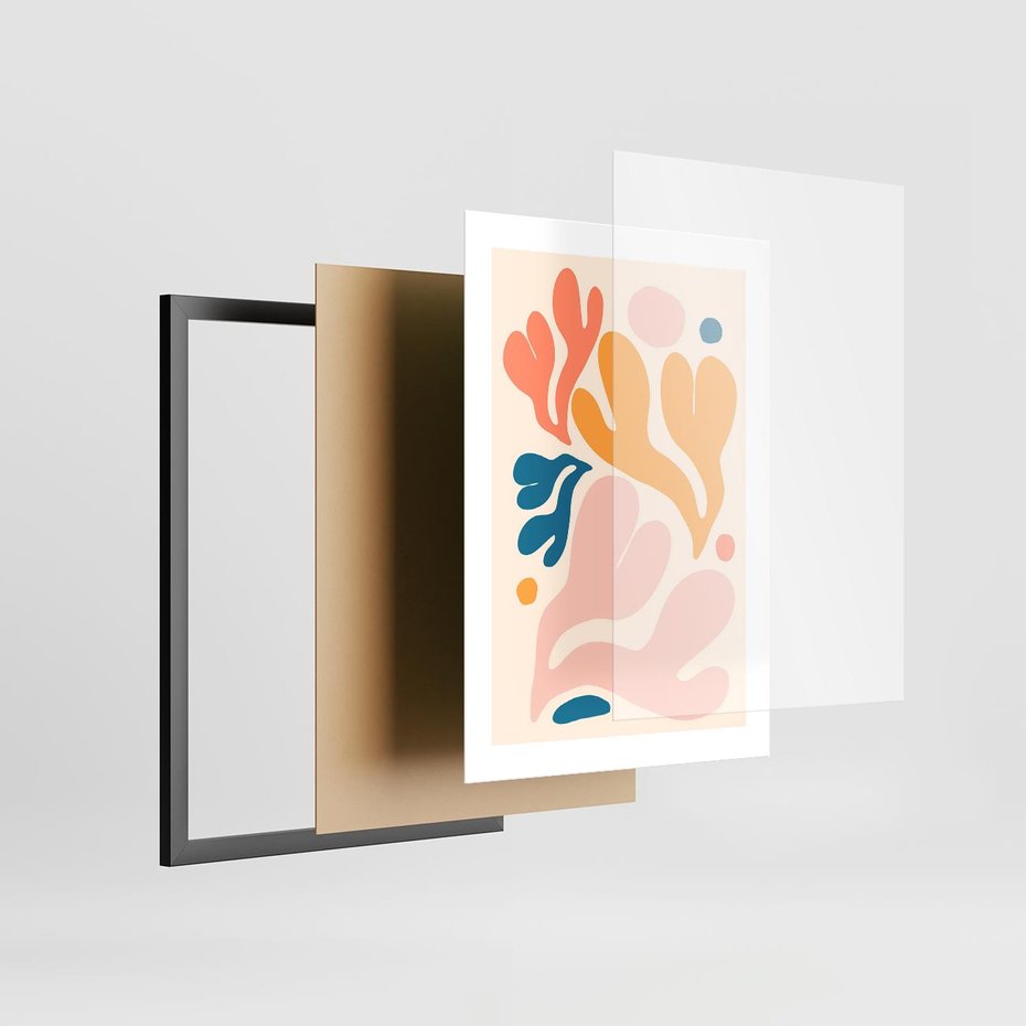 Plakat w ramie 30x40 - Granice Inspiracji - abstrakcyjne dziwne formy, nowoczesny plakat - rama czarna