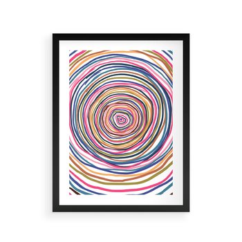 Plakat w ramie 30x40 - Cyrkulująca Harmonia - kolorowe etniczne wzory, tęczowe żywe kolory - rama czarna