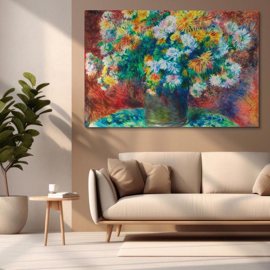 Obraz na płótnie 70x50 - Chryzantemy (1881–1882), Pierre-Auguste Renoir - Reprodukcja - reprodukcja, obraz na płótnie