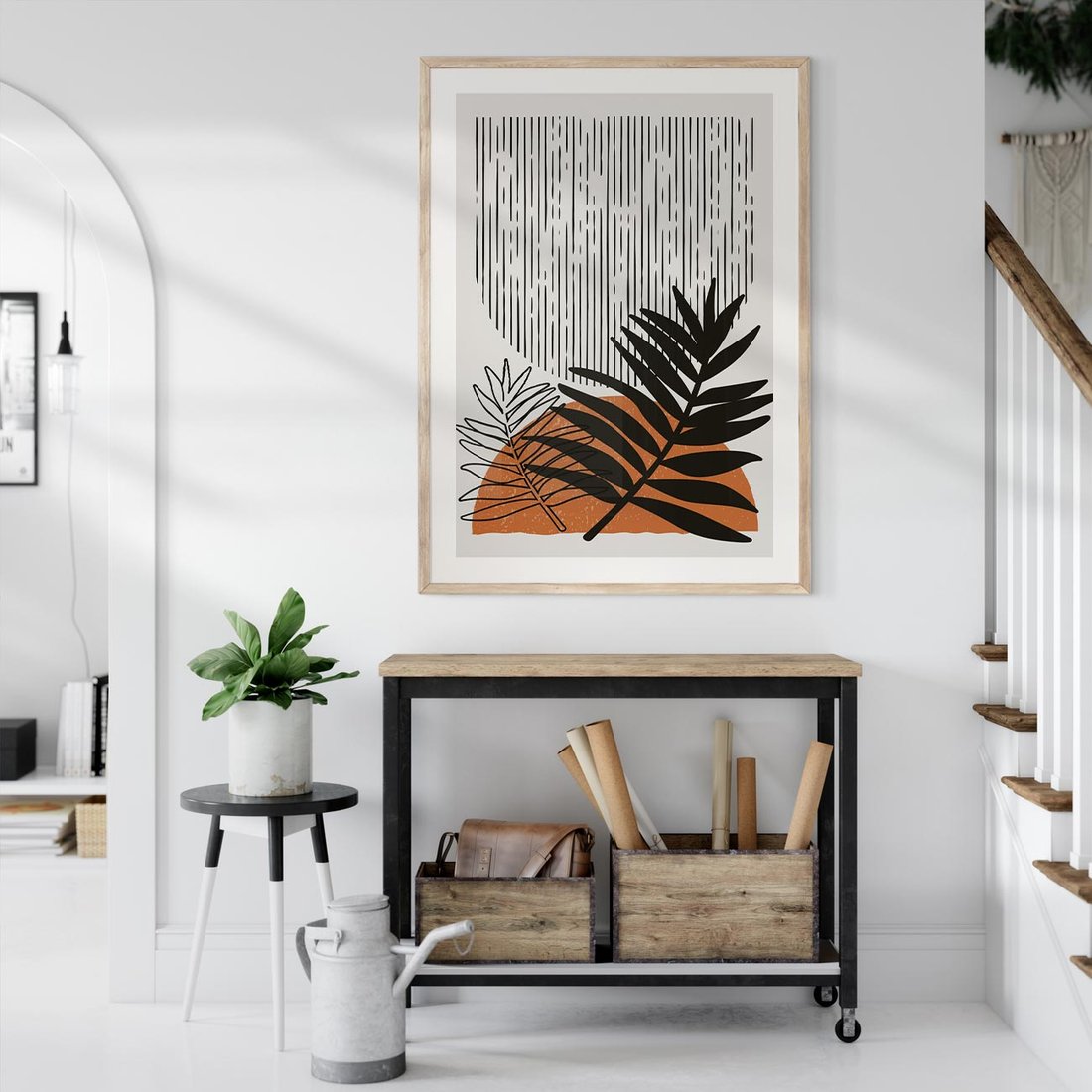 Plakat w ramie 40x50 - Sztuka Połączona - nowoczesna sztuka, modern - rama drewno