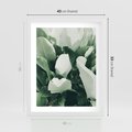 Plakat w ramie 40x50 - Zgaszona Uroda Natury - zielone liście, zgaszona zieleń - rama biała