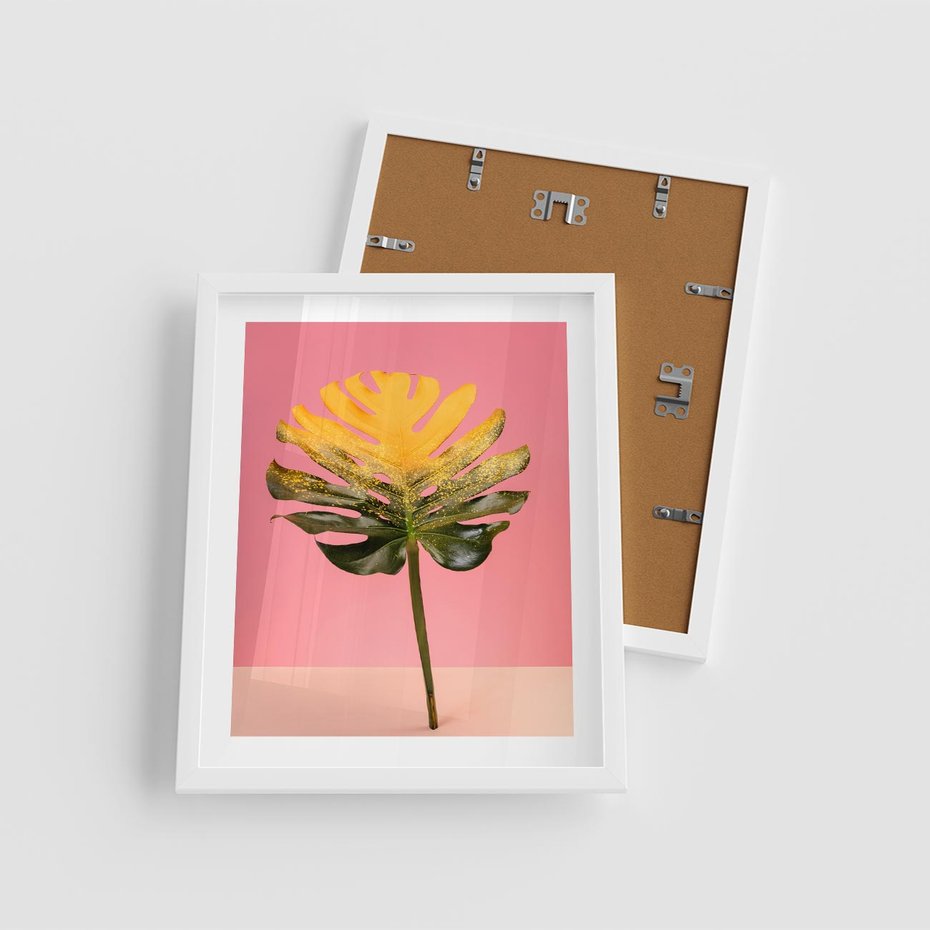 Plakat w ramie 40x50 - Majestatyczna monstera - monstera, liść - rama biała