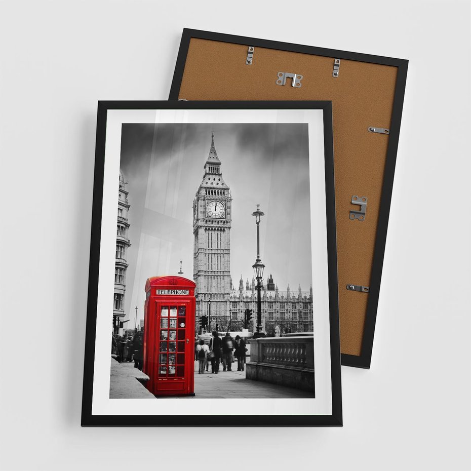 Plakat w ramie 50x70 - Ikoniczny Big Ben w Londynie - Big Ben, Londyn - rama czarna