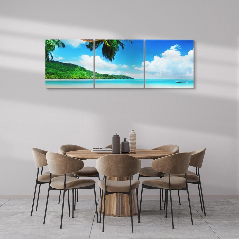 Obraz na płótnie 90x30 - Raj na plaży z palmami - plaża, palma