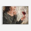 Obraz w ramie 100x70 - Esencja - kobieta wino obraz impresonizm olej na płótnie - rama biała