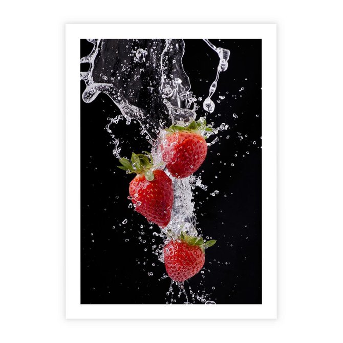 Plakat bez ramy 21x30 - Słodki urok truskawek - truskawki, owoce