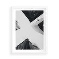 Plakat w ramie 50x70 - Nowoczesna Dynamika - perspektywa, wieżowce - rama biała