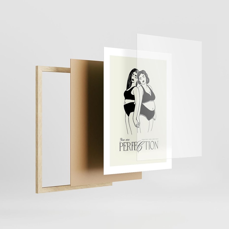 Plakat w ramie 30x40 - Siła i Wspólnota - nowoczesna sztuka kobieca, plakat - rama drewno