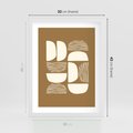 Plakat w ramie 30x40 - Wewnętrzne Spektrum - geometryczne boho kształty na brązowym, karmelowym tle - rama biała
