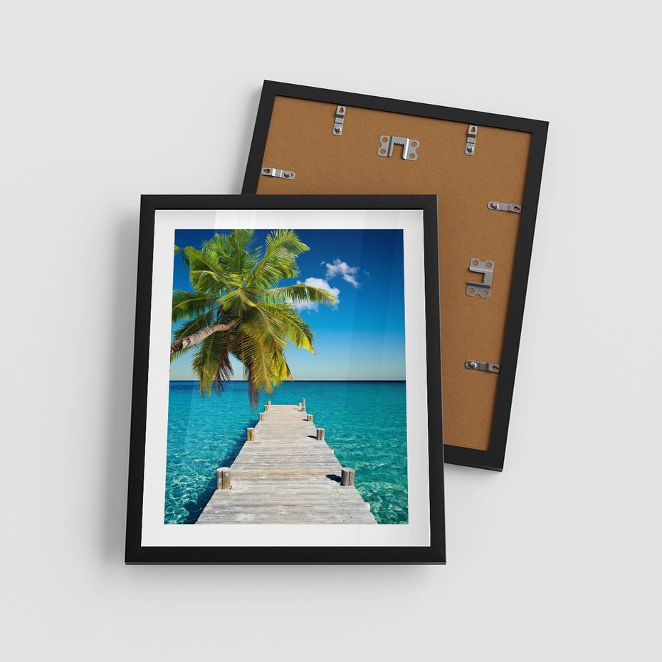 Plakat w ramie 40x50 - Hawajskie Palmy - palma, morze - rama czarna