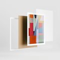 Plakat w ramie 50x70 - Migotliwe Nastroje Kształtów - różne geometryczne formy, olejny obraz - rama biała